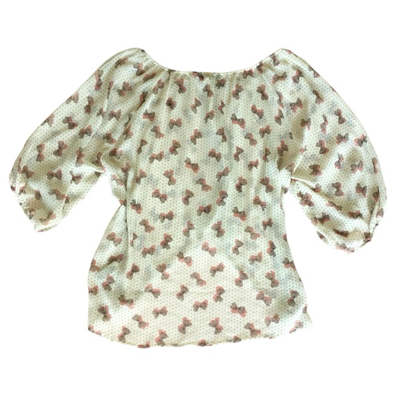 SHEER POLKADOT & BOWTIE BLOUSE • SIZE M • XXI (F21) - Picture 2 of 4